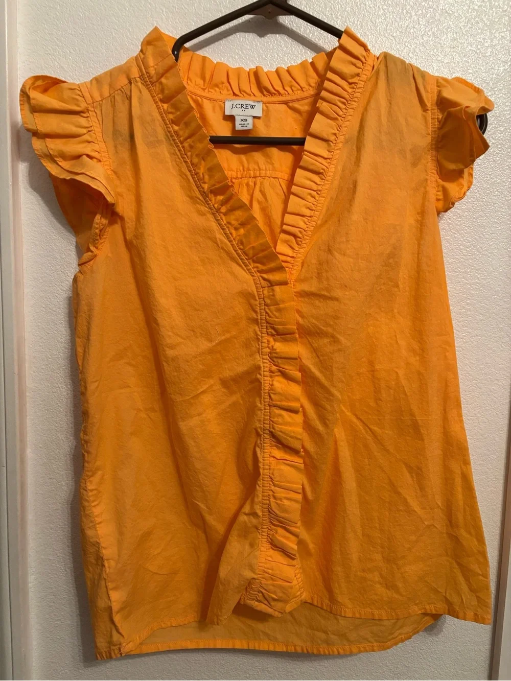 J.crew Women's Orange Ruffle Sleeve top XS